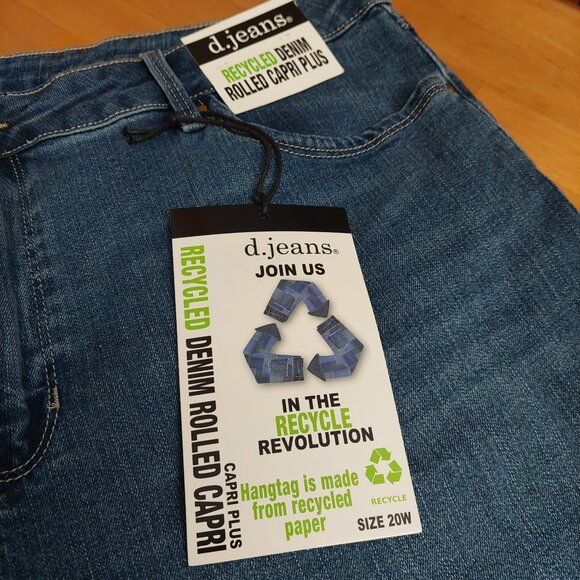 Women's D.JEANS Plus Size Recycled Denim Rolled Capri Blue Jeans Size 20 - Picture 4 of 11
